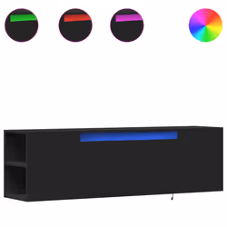 vidaXL Mobile TV a Parete con Luci LED Nero 135x31x39,5 cm - Vista aggiuntiva 2