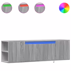 vidaXL Mobile TV a Parete con Luci LED Grigio Sonoma 135x31x39,5 cm - Vista aggiuntiva 2