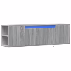 vidaXL Mobile TV a Parete con Luci LED Grigio Sonoma 135x31x39,5 cm - Vista aggiuntiva 3