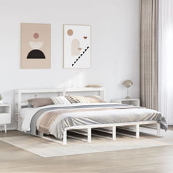 Giroletto con Testiera Bianco 200x200 cm Legno Massello di Pino Vidaxl