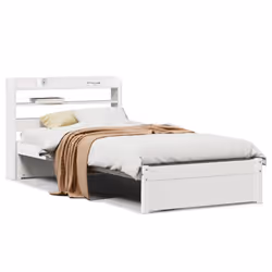 vidaXL Giroletto con Testiera Bianco 75x190 cm Legno Massello di Pino - Vista aggiuntiva 2