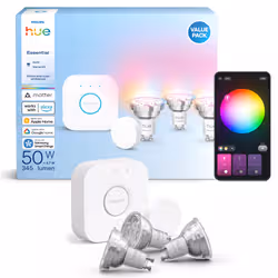 Philips Essential starter kit: 3 lampadine connesse GU10 (345 lm) + Smart button - Vista aggiuntiva 3