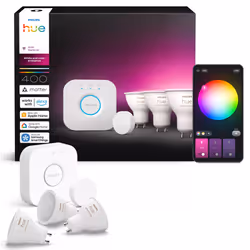 Philips Hue White and Color ambiance Starter kit: 3 faretti connessi GU10 + Hue Smart button - Vista aggiuntiva 2