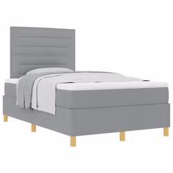 vidaXL Letto a molle con testiera Grigio chiaro 120 x 200 cm Tessuto - Vista aggiuntiva 3
