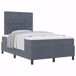 vidaXL Letto a molle con materasso Grigio scuro 120 x 190 cm Velluto - Vista aggiuntiva 3