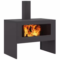 vidaXL Focolare Nero 80 x 50 x 96 cm Acciaio laminato a freddo - Vista aggiuntiva 3