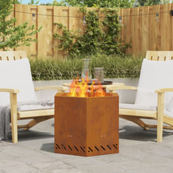 Vidaxl - Caminetto senza fumi Esagonale 58x58x51 cm Acciaio invecchiato