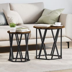 Vidaxl - Set di 2 Tavolini in Legno Ingegnerizzato di Rovere Affumicato