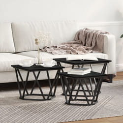 Vidaxl - Tavolini 3 pz Nero Rovere Legno Ingegnerizzato