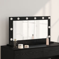 Specchio da toeletta con luci a led Frassino Nero 80x45x18 cm Vidaxl