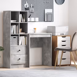 Questa scrivania grigia cemento unisce stile minimalista e praticità. È un must per il tuo ufficio o studio. Realizzata in tr ...