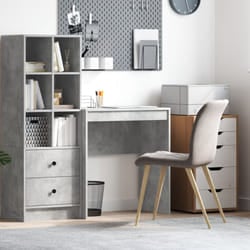 vidaXL Scrivania Computer Grigio cemento