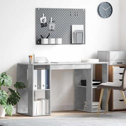 vidaXL Scrivania con Storage Grigio cemento 130 x 50.5 x 75 cm