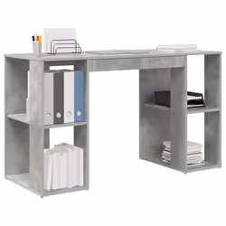 vidaXL Scrivania con Storage Grigio cemento 130 x 50.5 x 75 cm - Vista aggiuntiva 3