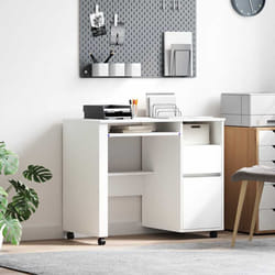 vidaXL Scrivania con Ruote Bianco 91 x 50 x 77 cm Legno multistrato