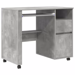 vidaXL Scrivania con Ruote con cassetto Rovere Cemento 91 x 50 x 77 cm - Vista aggiuntiva 2