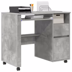 vidaXL Scrivania con Ruote con cassetto Rovere Cemento 91 x 50 x 77 cm - Vista aggiuntiva 3