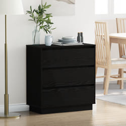 comodino vidaXL con LED a rovere nero 71x34,5x75 cm in legno ingegnerizzato
