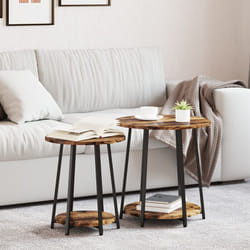 vidaXL Set di 2 tavolini in legno ingegnerizzato in rovere fumé e metallo