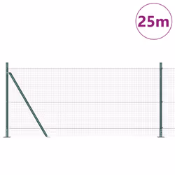 vidaXL Recinzione con pali. Verde 0.8 x 25 m Acciaio - Vista aggiuntiva 3