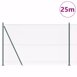 vidaXL Recinzione con pali. Verde 1.6 x 25 m Acciaio - Vista aggiuntiva 3