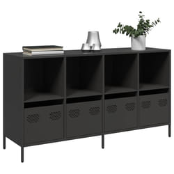 vidaXL Credenza Nera 135x39x73,5 cm in Acciaio Laminato a Freddo
