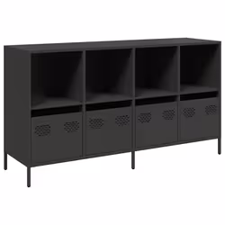 vidaXL Credenza Nera 135x39x73,5 cm in Acciaio Laminato a Freddo - Vista aggiuntiva 2