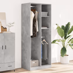 vidaXL Armadio Grigio Cemento 80x50x200 cm in Legno Multistrato - Vista aggiuntiva 3