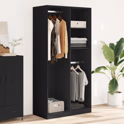 vidaXL Armadio Nero 100x50x200 cm in Legno Multistrato - Vista aggiuntiva 3