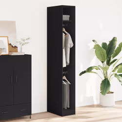 vidaXL Armadio Nero 30x50x200 cm in Legno Multistrato - Vista aggiuntiva 3