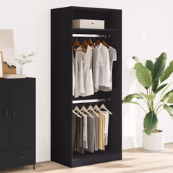 vidaXL Armadio Nero 80x50x200 cm in Legno Multistrato - Vista aggiuntiva 3
