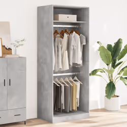 vidaXL Armadio Grigio Cemento 80x50x200 cm in Legno Multistrato - Vista aggiuntiva 3