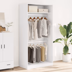 vidaXL Armadio Bianco 100x50x200 cm in Legno Multistrato - Vista aggiuntiva 3