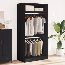 vidaXL Armadio Nero 100x50x200 cm in Legno Multistrato - Vista aggiuntiva 3