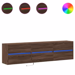 vidaXL Mobile TV a Parete con LED Rovere Marrone 180x31x45 cm - Vista aggiuntiva 2
