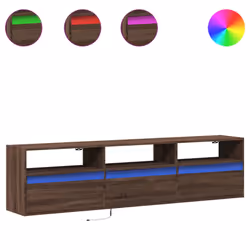 vidaXL Mobile TV a Parete con LED Rovere Marrone 180x31x45 cm - Vista aggiuntiva 2