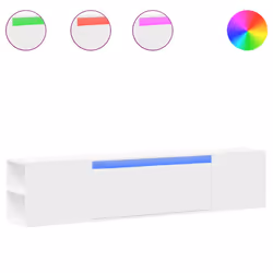 vidaXL Mobile TV a Parete con LED Bianco 180x31x39,5 cm - Vista aggiuntiva 2