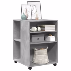 vidaXL Tavolino con Ruote Grigio Cemento 55x60x78 cm in Truciolato - Vista aggiuntiva 3
