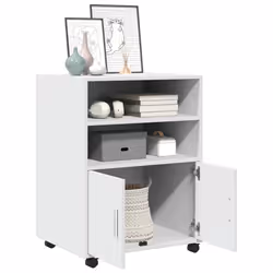 vidaXL Mobiletto con Ruote Bianco 60x48x81 cm in Truciolato - Vista aggiuntiva 3