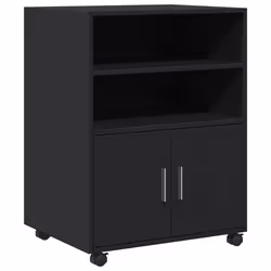 vidaXL Mobiletto con Ruote Nero 60x48x81 cm in Truciolato - Vista aggiuntiva 2