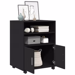vidaXL Mobiletto con Ruote Nero 60x48x81 cm in Truciolato - Vista aggiuntiva 3