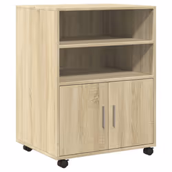 vidaXL Mobiletto con Ruote Rovere Sonoma 60x48x81 cm in Truciolato - Vista aggiuntiva 2