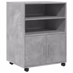 vidaXL Mobiletto con Ruote Grigio Cemento 60x48x81 cm in Truciolato - Vista aggiuntiva 2