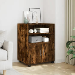 vidaXL Armadietto con Ruote Rovere Fumo 60x48x81 cm in Truciolato