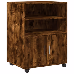 vidaXL Armadietto con Ruote Rovere Fumo 60x48x81 cm in Truciolato - Vista aggiuntiva 2