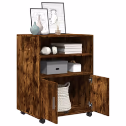vidaXL Armadietto con Ruote Rovere Fumo 60x48x81 cm in Truciolato - Vista aggiuntiva 3