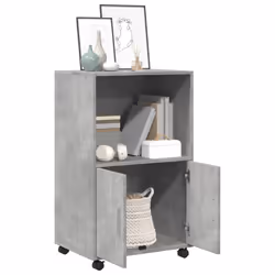 vidaXL Mobiletto con Ruote Grigio Cemento 55x40x91 cm in Truciolato - Vista aggiuntiva 3