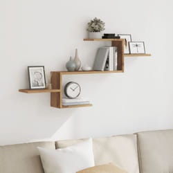 Scaffale a Parete Rovere Artigianale 104x15x49 cm in Truciolato Vidaxl 890314