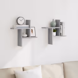vidaXL Mensole a Parete 2pz Grigio Sonoma 38x12x38 cm in Truciolato - Vista aggiuntiva 3