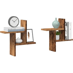 Mensole da Parete 2pz Legno Vecchio 38x12x38 cm in Truciolato Vidaxl 349952